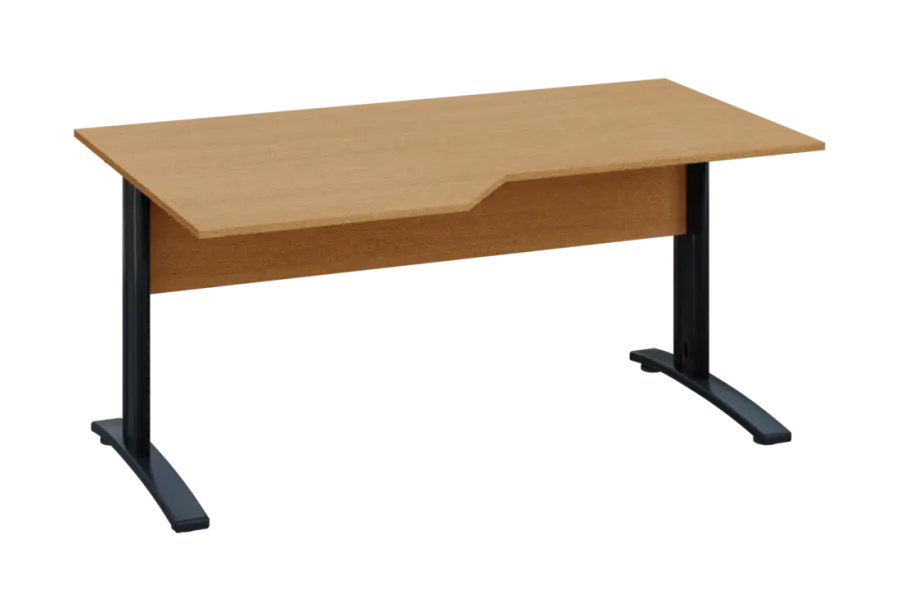 EZK 28 - 166 stůl kancelářský, rohový, levý, kovová podnož černá, deska 25 mm, široký 1600 mm, buk Royal